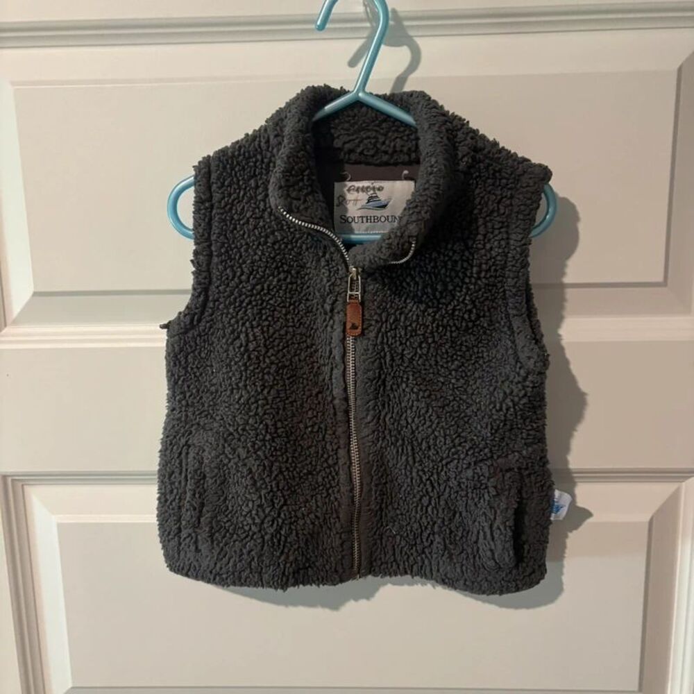 Southbound Toddler Boys Charcoal Sherpa Fleece Vest Zip Front 2T